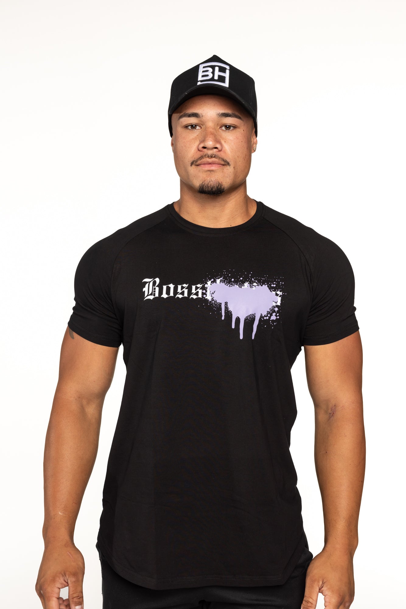 Muscle Fit T-shirt - Purple Sprayed Logo