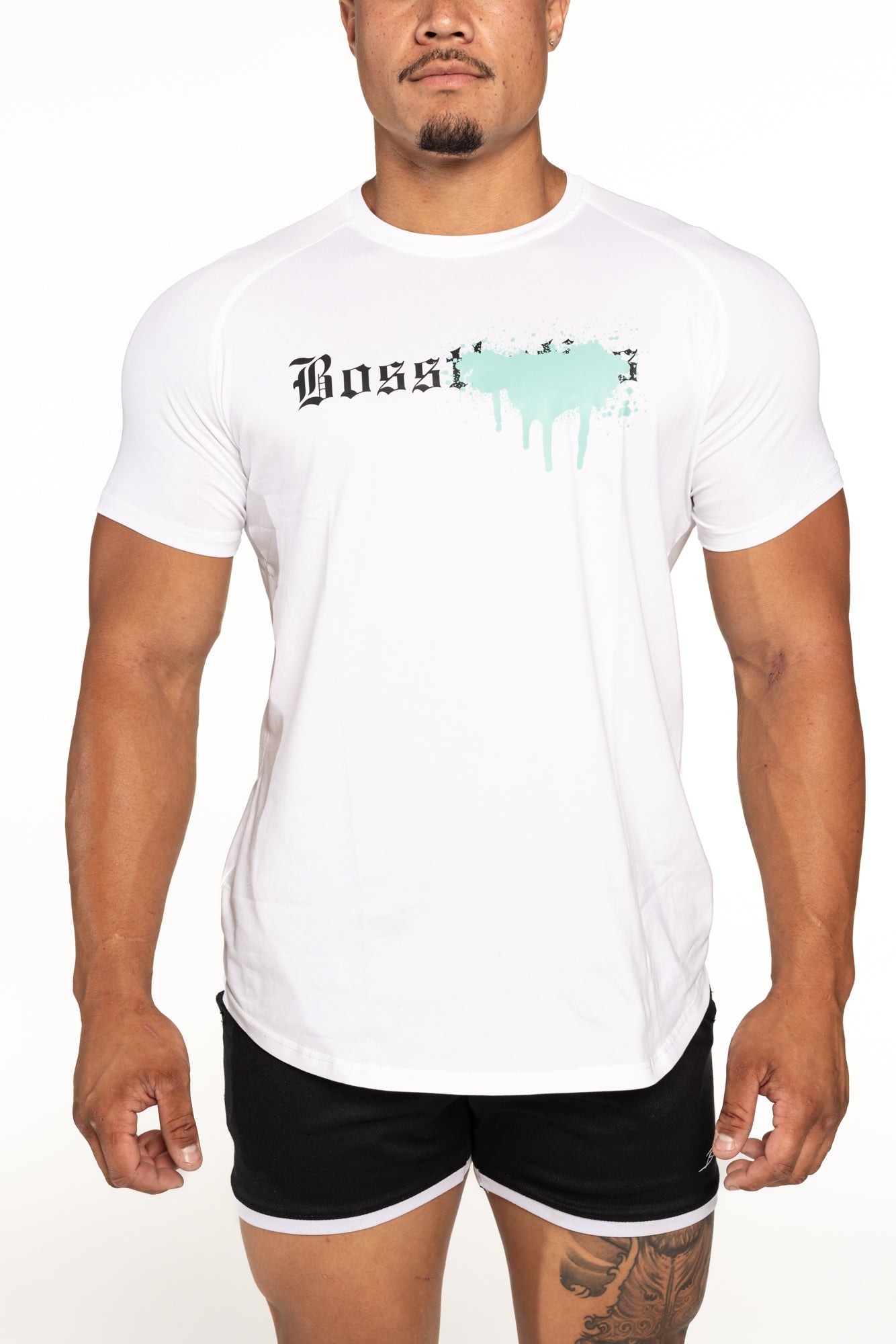 Sprayed Logo Muscle Fit T-shirt White/Blue